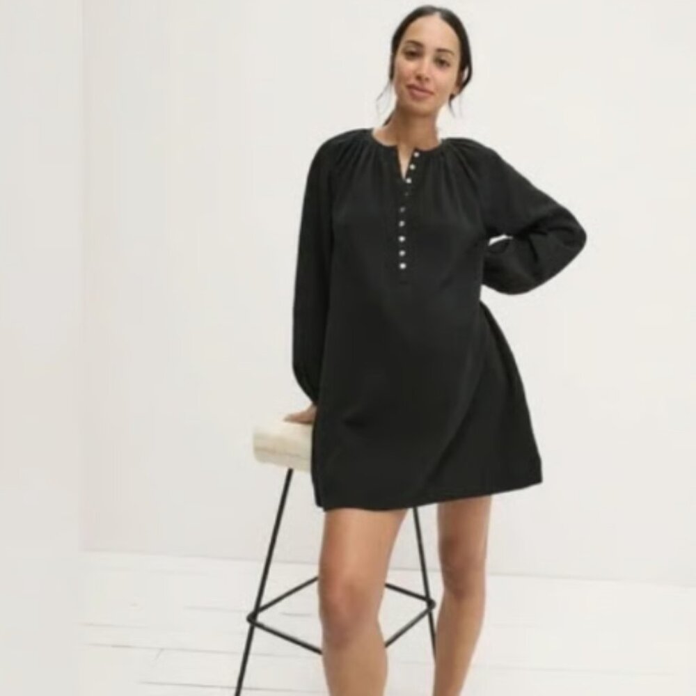 Hatch The Katia Maternity Cotton Gauze Mini Dress, Black, Size 3 or Large, NWT